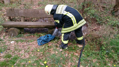 Einsatz 09.04.2014 F1 brennt Parkbank